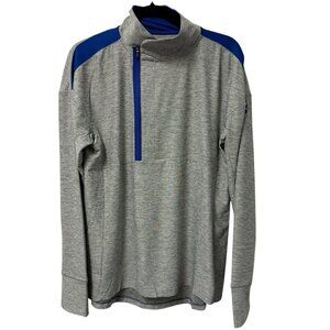 UNDER ARMOUR HOTSHOT 1/2 ZIP PULLOVER WOMENS M GRAY ROYAL BLUE MOCK NECK LOOSE